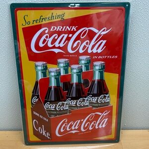 Coca-Cola In Bottles, Six Pack Metal Sign. 12”x16.75” Vintage Design.